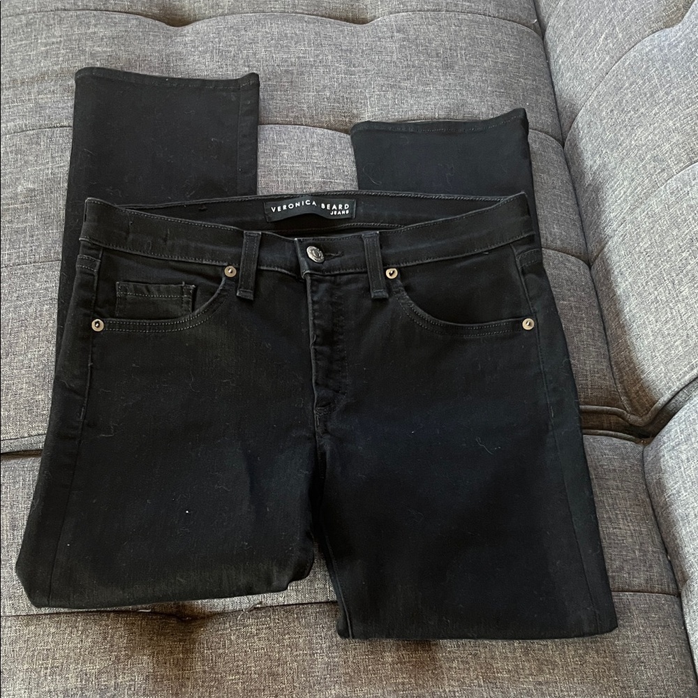 Veronica Beard Daria 8.5" kick flare black jeans.  Size 27